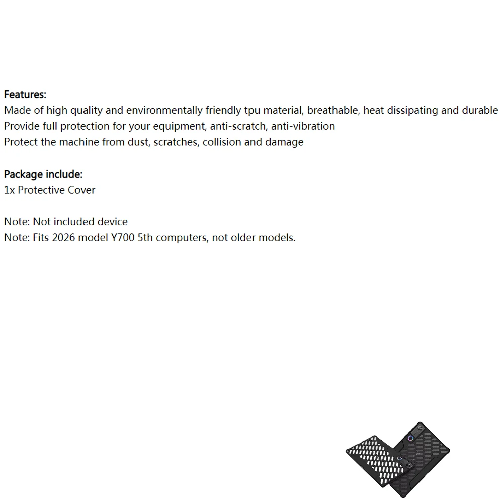 

Protective Cooling Case for Legion Y700 2026 5th Generation Game Tablet TPU Flexible Cover Sleeve Anti-Scratch Protection Shell