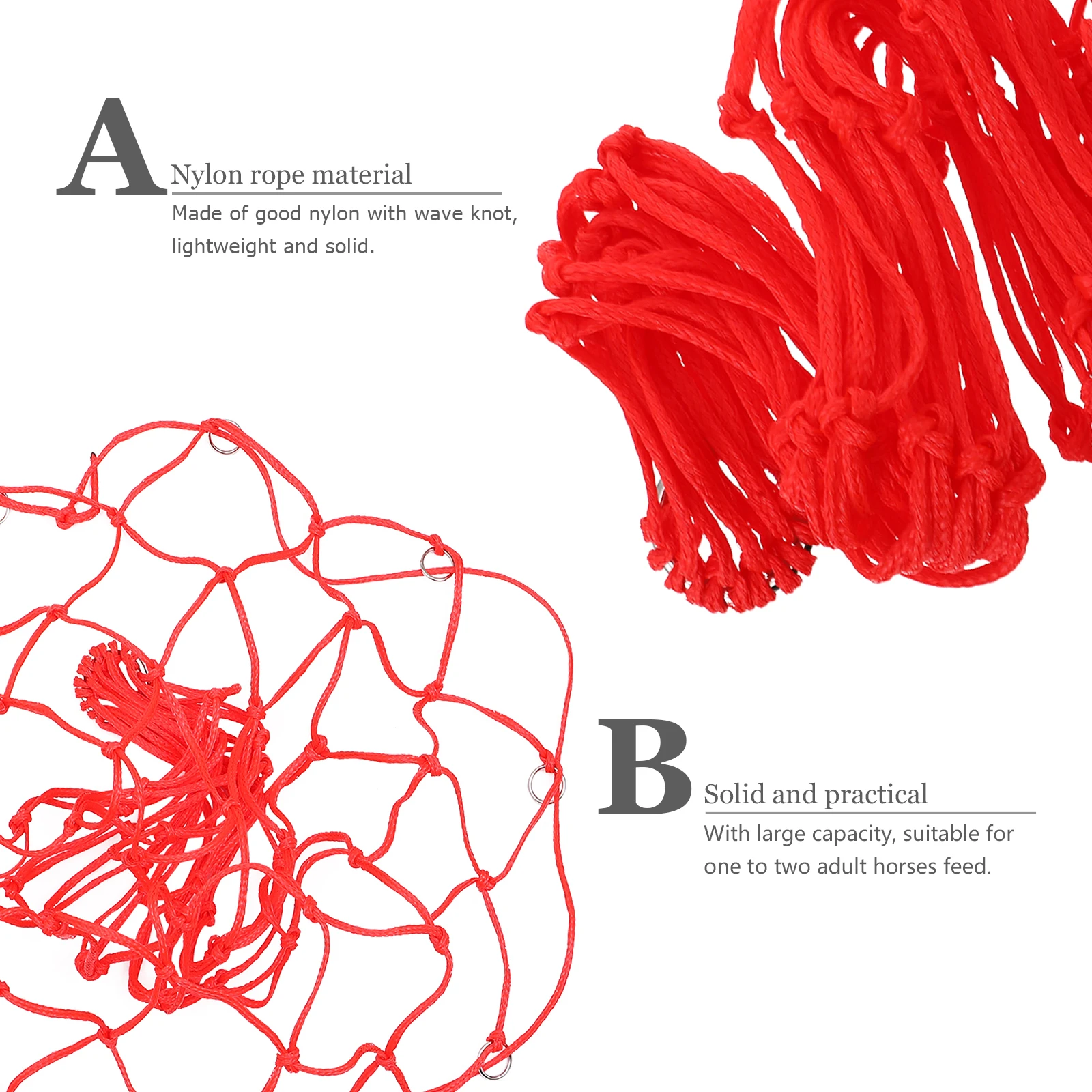 

Medium 20 Strand Red Hay Bag Premium Nylon Rope Mesh Feeding Net Slow Feeder Bag Prevents Overeating Supports