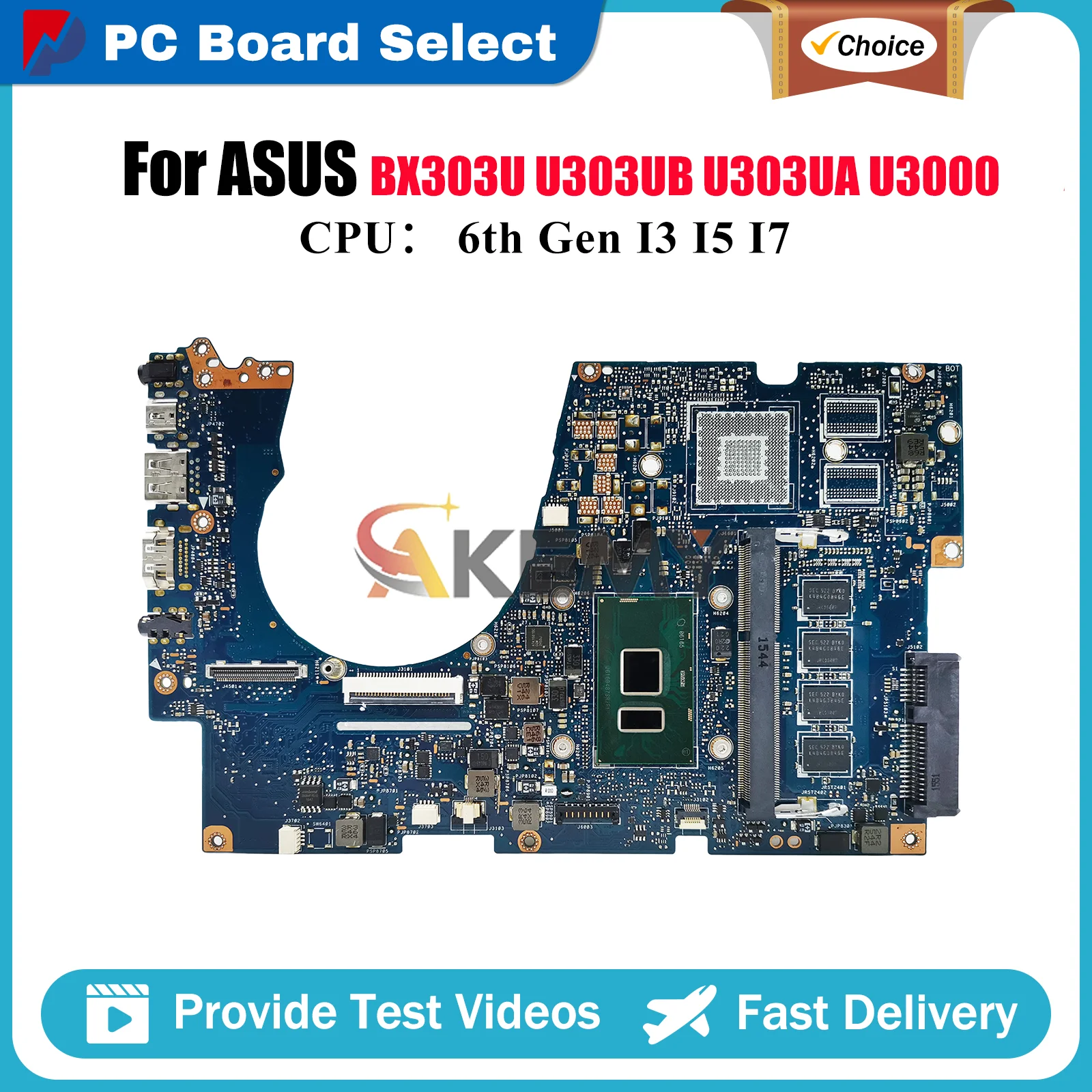 

UX303UA Laptop Motherboard For ASUS ZenBook U3000 BX303U U303UB U303UA UX303UB UX303UA UX303U Mainboard W/ I3 I5 I7 CPU tests OK