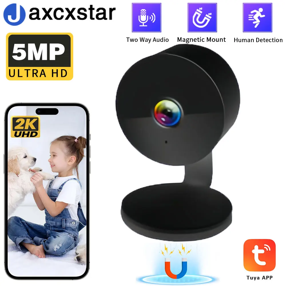 

Tuya Indoor WiFi Camera 2K Indoor with Night Vision Audio Base Magnetic Suction Does Not Damage Walls for Baby/pet Monitoring