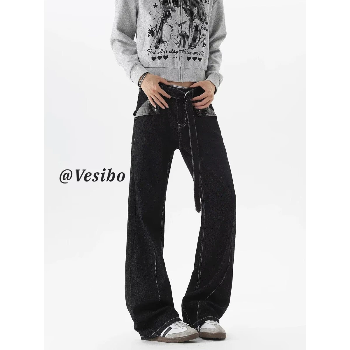 Calças Jeans Americanas Retrô de Corte Reto, Soltas e Casuais, Versáteis, para Homens e Mulheres, Estilo Jovem, Sem Marca