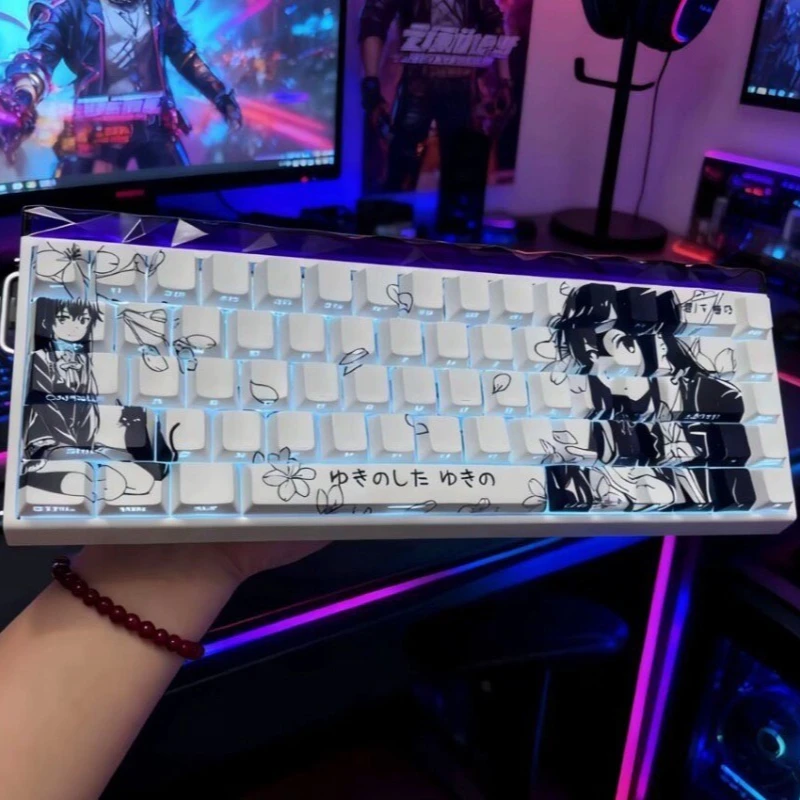 Anime Keycaps Set PBT Thermal Sublimation Custom Cherry Profile Keycaps for Mechanical Keyboard Adaptation Wooting68/Ace68 Gift