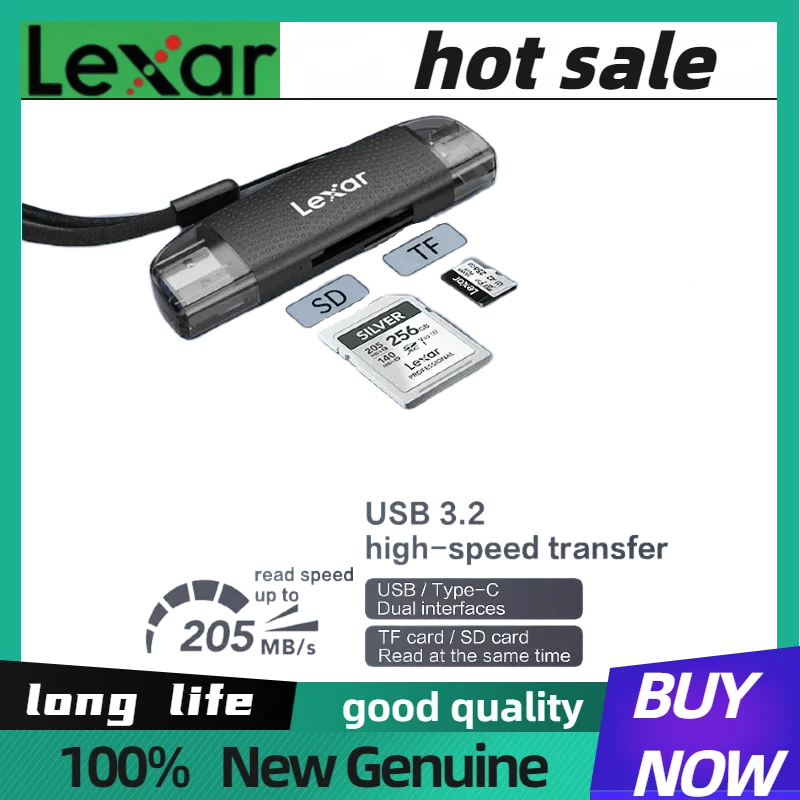 Lexar USB 3.2 SD Card Reader and Micro SD Card Reader Dual-Slot USB-A USB-C Up to 205Mb/s for Computer and Phone