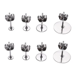 100pcs/lot Gold Stainless Steel Blank Post Earring Studs Base Pins With Earring Plug Findings Ear Back For DIY Jewelry Making