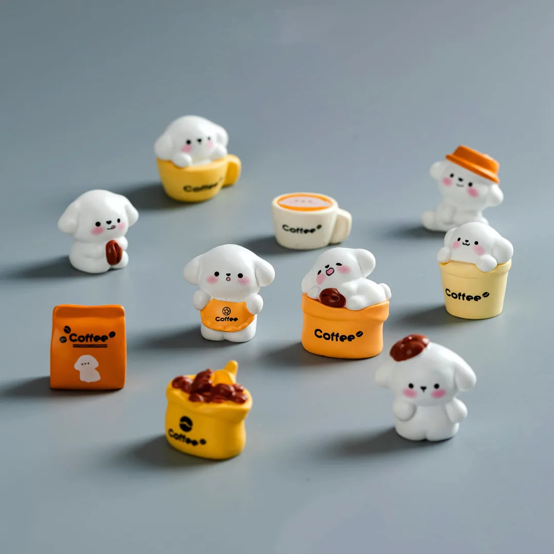 

10PCS Coffee Puppy Home Decorative Figurines Miniatures Doggies Decorations for Coffee Shops Souvenir Mini Dogs Desk Decoration