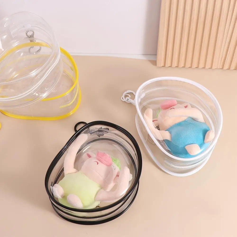 Dustproof 16cm Doll Outdoor Bag Thicken with Metal Ring Mini Doll Outdoor Pouch Transparent PVC Doll Storage Bag DIY Keychain