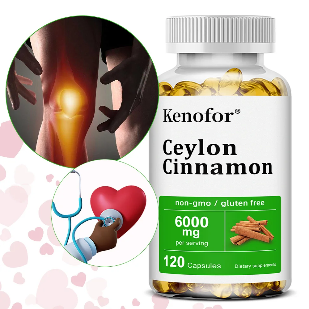 

Ceylon Cinnamon Supplement 6000mg - Energy & Heart Health Support, Antioxidant, Non-GMO & Gluten Free - 30/60/120 Capsules