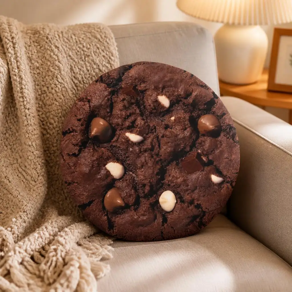 Chocolate Chip Cookie Shaped Irregular Stuffed Throw Pillow Dessert Cushion Sofa Accent Sweet Treat Living Room Home Decor