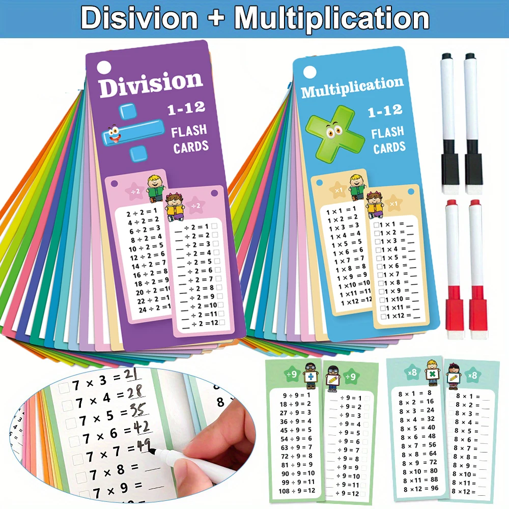 Reusable Math Practice Flashcards with -Montessori Mathematical Training, Teaching Aids Learning Cards Christmas Gift