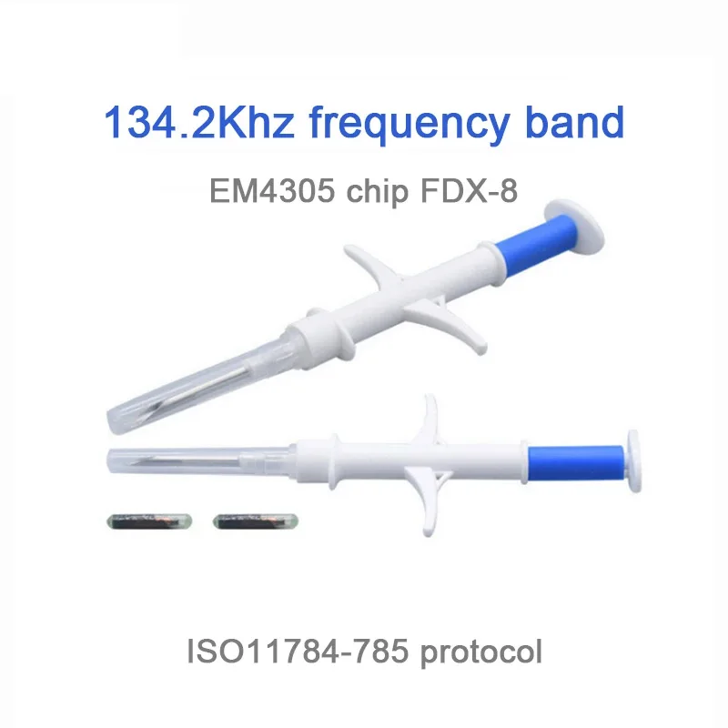 100pcs/Pack Pet EM4305 Microchip 134.2KHz FDX-B Animal ID Chip Animal Microchip Syringe International Standard