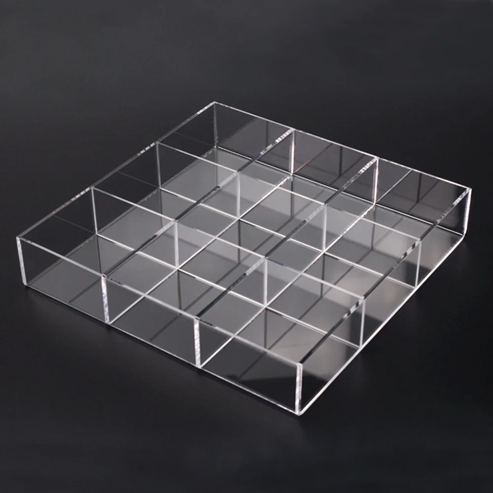 

Acrylic transparent grid storage box, desktop finishing box, cosmetics jewelry storage with lid, wholesale partition box.