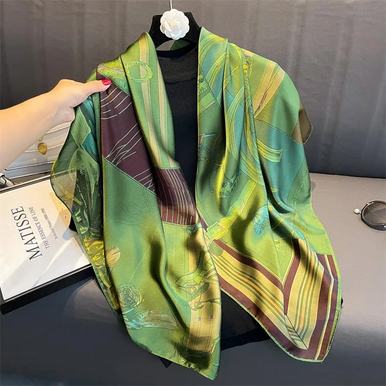 

New light and breathable simulation silk square scarf wholesale Li brocade outdoor shawl beach silk scarf women