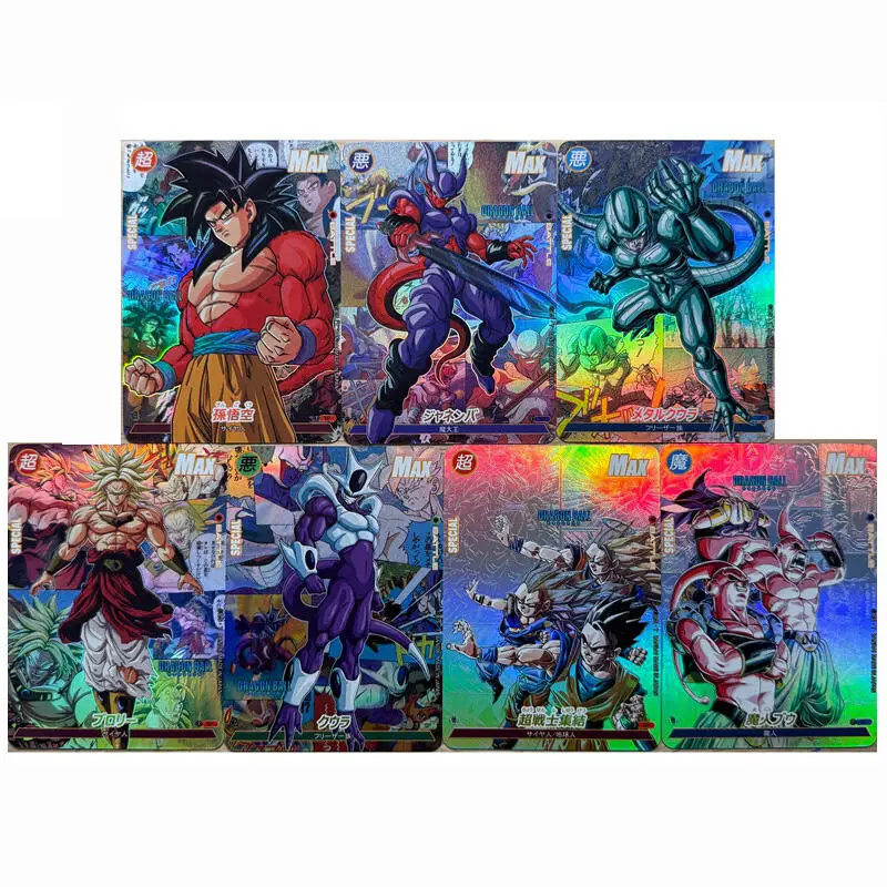 conjunto-de-7-pecas-dragon-ball-tcg-cartao-colecionavel-diy-do-vilao-mais-forte-majin-buu-flash-card-para-jogo-de-anime-presente-63-88mm