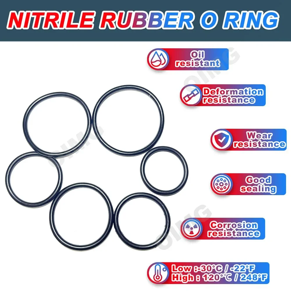 Rubber O-Ring Assortment Kit Wear-resistant High-temperature Resistant NBR O Ring Gasket for Excavator Forklift Crane Car Repair