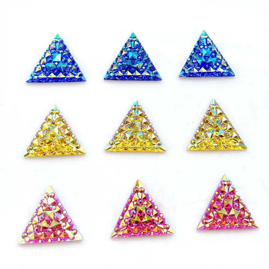 40 pieces of 16mm triangular resin AB color rhinestone suitable for jewelry and clothing production DIY decoration