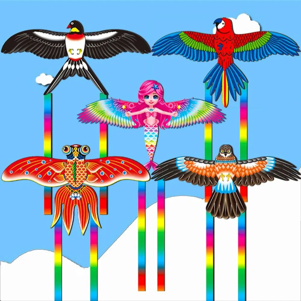 Cerfs-volants dynamiques en plastique amusants, légers, dessin animé, longue queue, facile à contrôler, canne à pêche, cadeau pour enfants