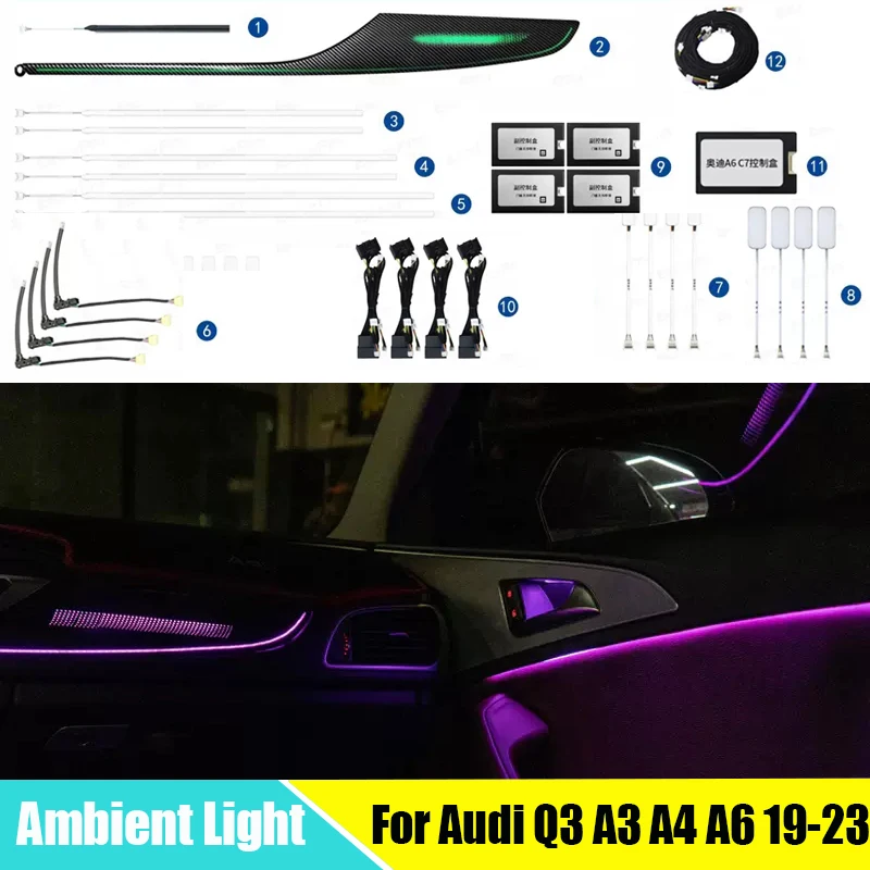 Ambient light for Audi Q3 A3 A4 A6 2019-2023 ambiente interior Led car ambient Repace Led Dashboard Atmosphere Light