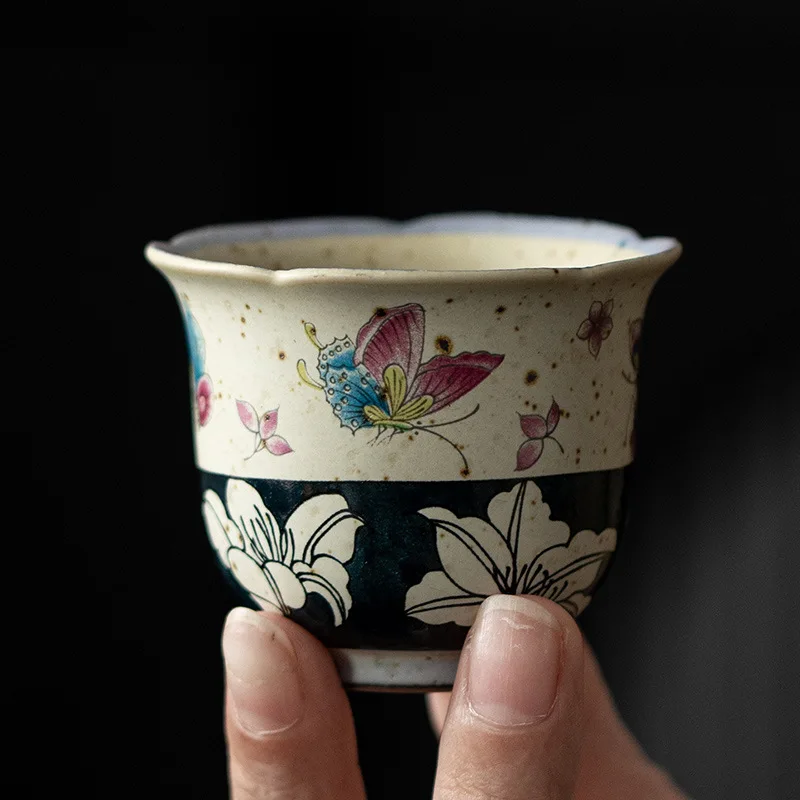 

Chinese Style Ceramic Tea Cup Handmade Vintage Pottery Tea Bowl Teaware Household Personal Master Teacup Teaset Meditation Mugs