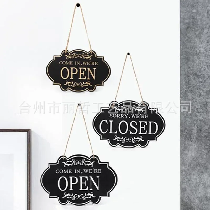 

Open Closed Sign Board Wooden Rustic Double-sided Hanging Vintage Open Closed Sign For Business Shop Door Window Accessories