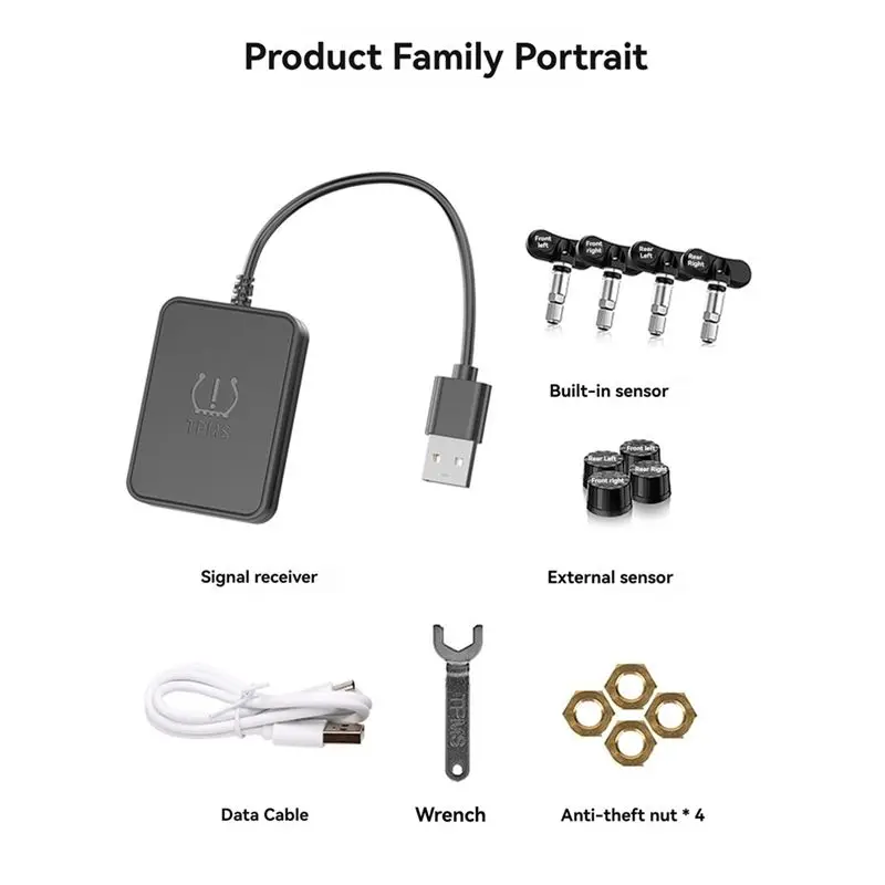 TPMS Spare Tyre External Sensor Tire Pressure Monitoring System USB TPMS For Car Navigation Radio DVD Player Detection