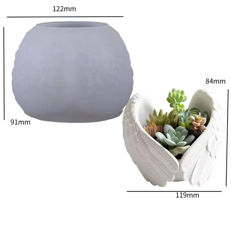 ABUH-DIY الايبوكسي أجنحة الملاك Angelwings الجبس قالب اليدوية المعطرة شمعة كوب زهرية قالب من السيليكون كوب