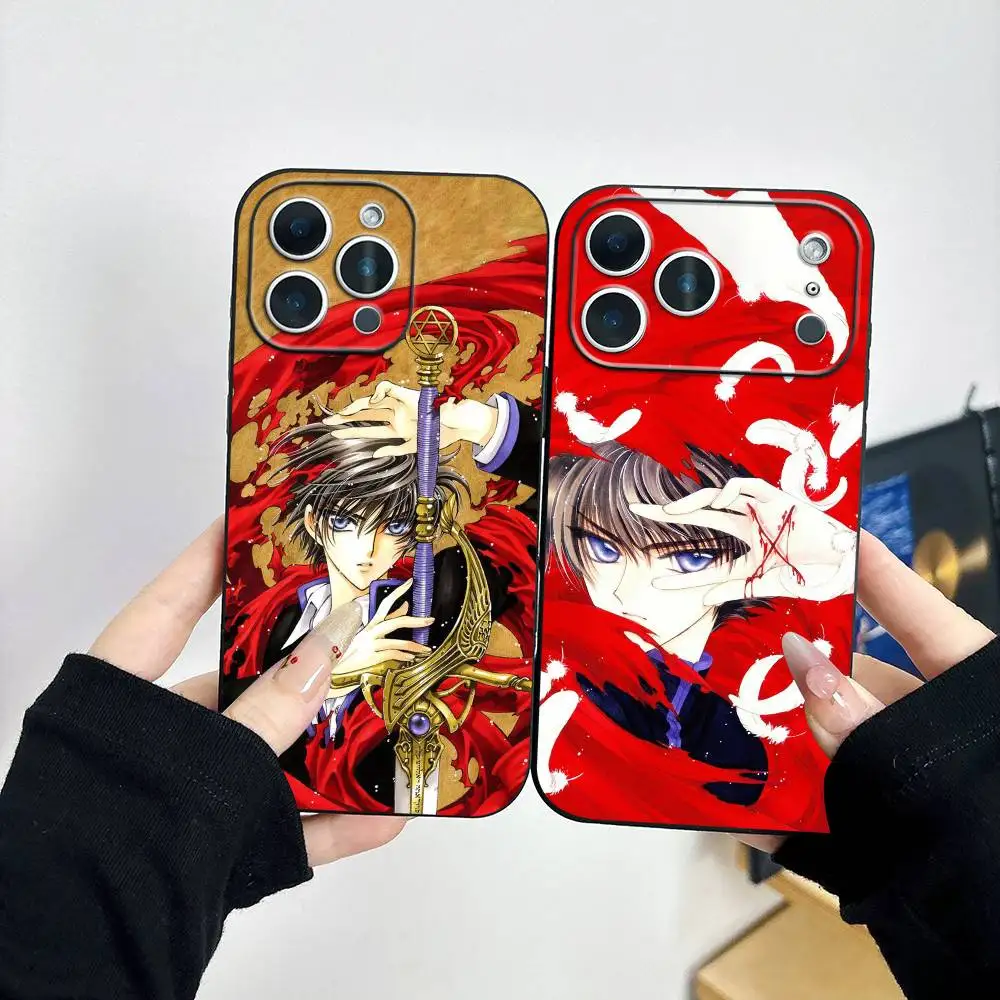 Funda para Teléfono Anime X1999 Kamui Shirou para iPhone 17, 16, 15, 14, 13, 12, 11 Plus, Pro Max, Otros, Cubierta Negra Suave