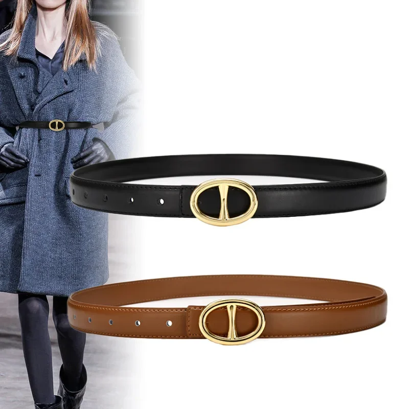 

New Fashion Brand High Quality Women Genuine Leather Cowhide Width Belts Golden Lock Buckle Dress Jeans Waistband Belt Sweater