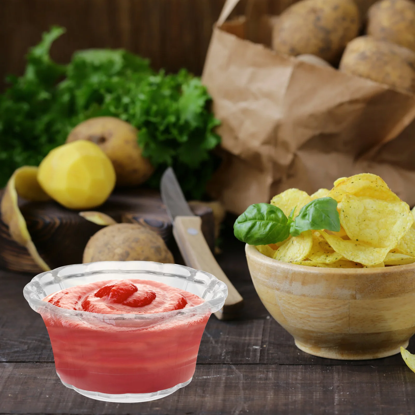 

4pcs Clear Acrylic Seasoning Bowls Small Transparent Sauce Containers For Home Restaurant Dessert Yogurt Condiment Serving Set