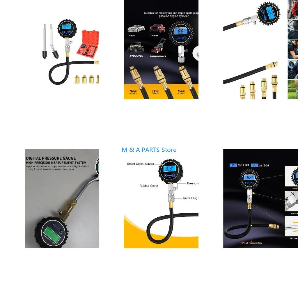 U1JF Accurate Engine Cylinder Compression Tester With Multiple Adapters And Hose
