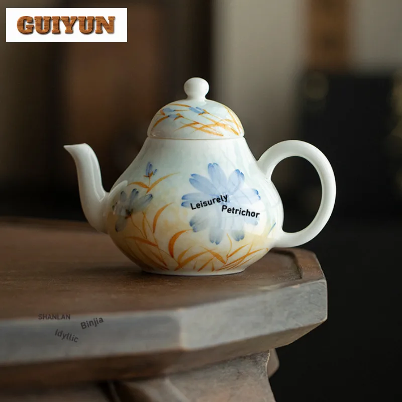

150ml Hand-painted Blue Flowers Teapot Creative Tea Infuser Pot Household Tea Maker Kettle With Filter Chinese Tea For Tea Gift