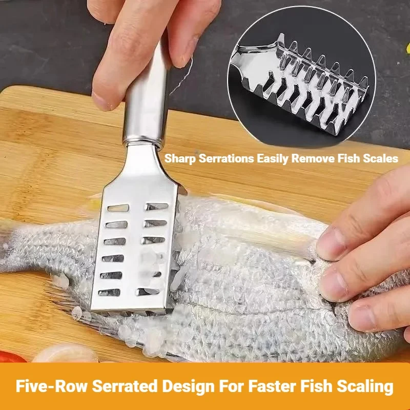 Heavy Duty Stainless Steel Fish Scale Remover Sawtooth Descaler Kitchen Seafood Cleaning Tool