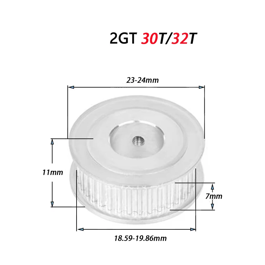 2GT 30T/32Teeth AF Type Belt Pulley Printer Parts Synchronous Wheel Aperture 4/5/6/6.35/8/10/12/~8K3 Belt Pulley Width 7mm