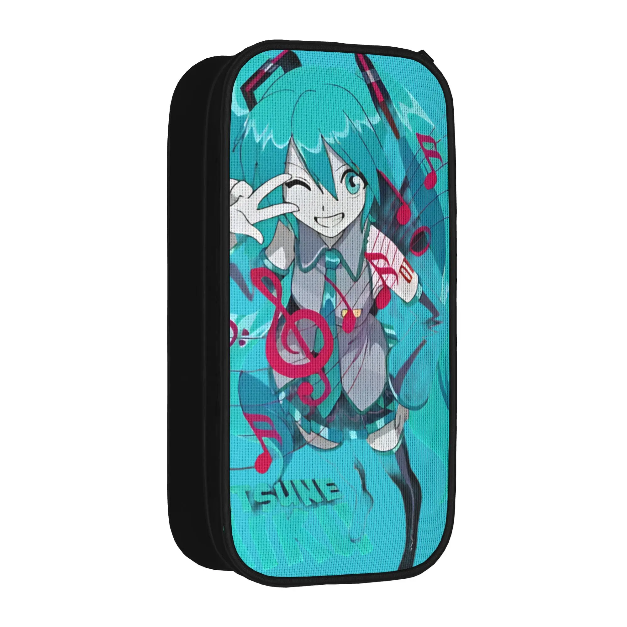 Kawaii Hatsune Miku Federmäppchen, klassische Tasche für Studenten, großes Fassungsvermögen, Bürogeschenk, Federmäppchen