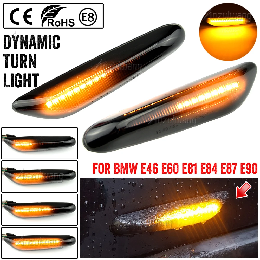 

2pcs for BMW Led Dynamic Side Marker Turn Signal Light Sequential Blinker Light for E90 E91 E92 E93 E60 E87 E82 E46 Error Free