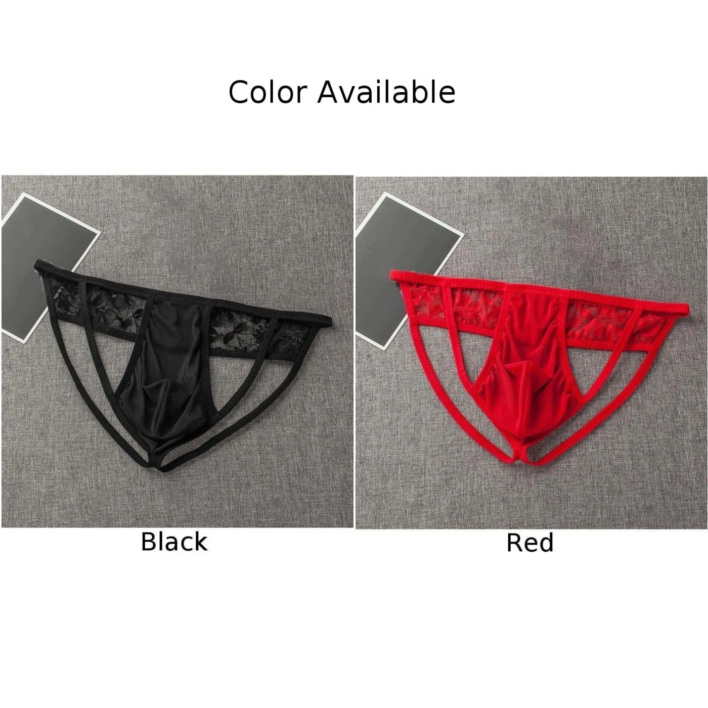 Sexy Men\'s Lace Mesh Sheer Low Rise Thongs Jockstrap Open Crotch G-String Underwear Pump Man Underpants Panties Thong