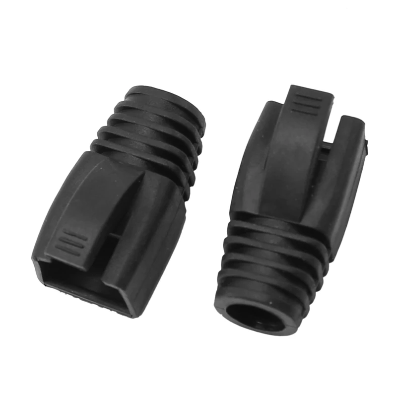100 Pcs RJ45 Boots Anti-Dust Protection Inner Diameter 7Mm Head Jacket For CAT7 Net Cables - Black