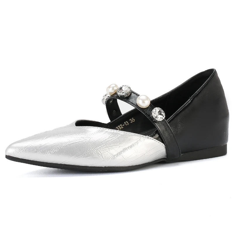 

Элегантные брендовые туфли на плоской подошве с острым носком и бриллиантами, женские туфли Мэри Джейн с пряжкой разных цветов, увеличенная внешняя мода, женская обувь