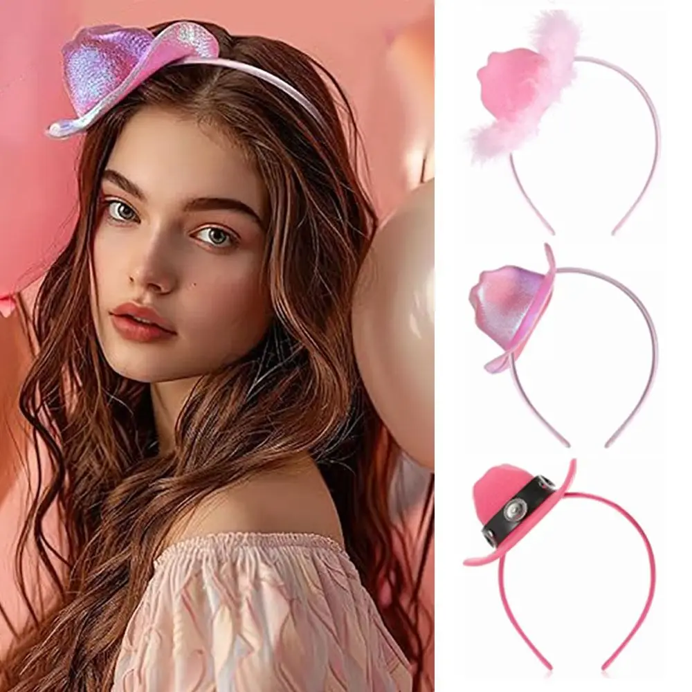 Headdress Cowboy Hat Headband Headwear Hair Accessories Cowgirl Hat Hair Hoop Styling Tools Party Headgear Festival Hairband