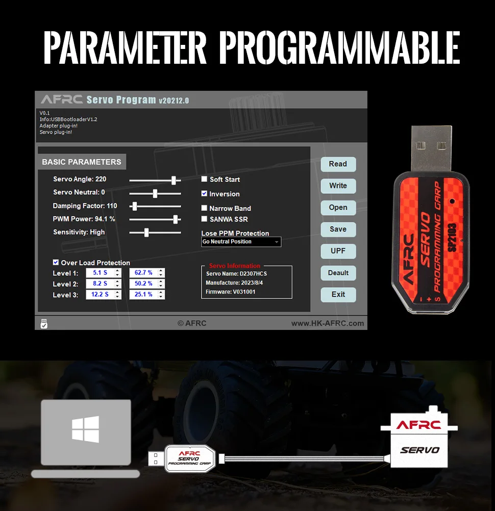 AFRC D2307HC-S Programmierbarer Mikroservo mit Hochdrehmoment-Kernlosmotor für RC-Flugzeuge, -Autos und -Roboter - Nachrüstung und Aufrüstung – Detail 5