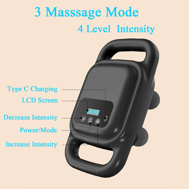 Newest Four Head Professional Fascia Massage Gun 3 Mode ELectric Percussion Massager Back Leg Neck Body Relax Fitness shaping