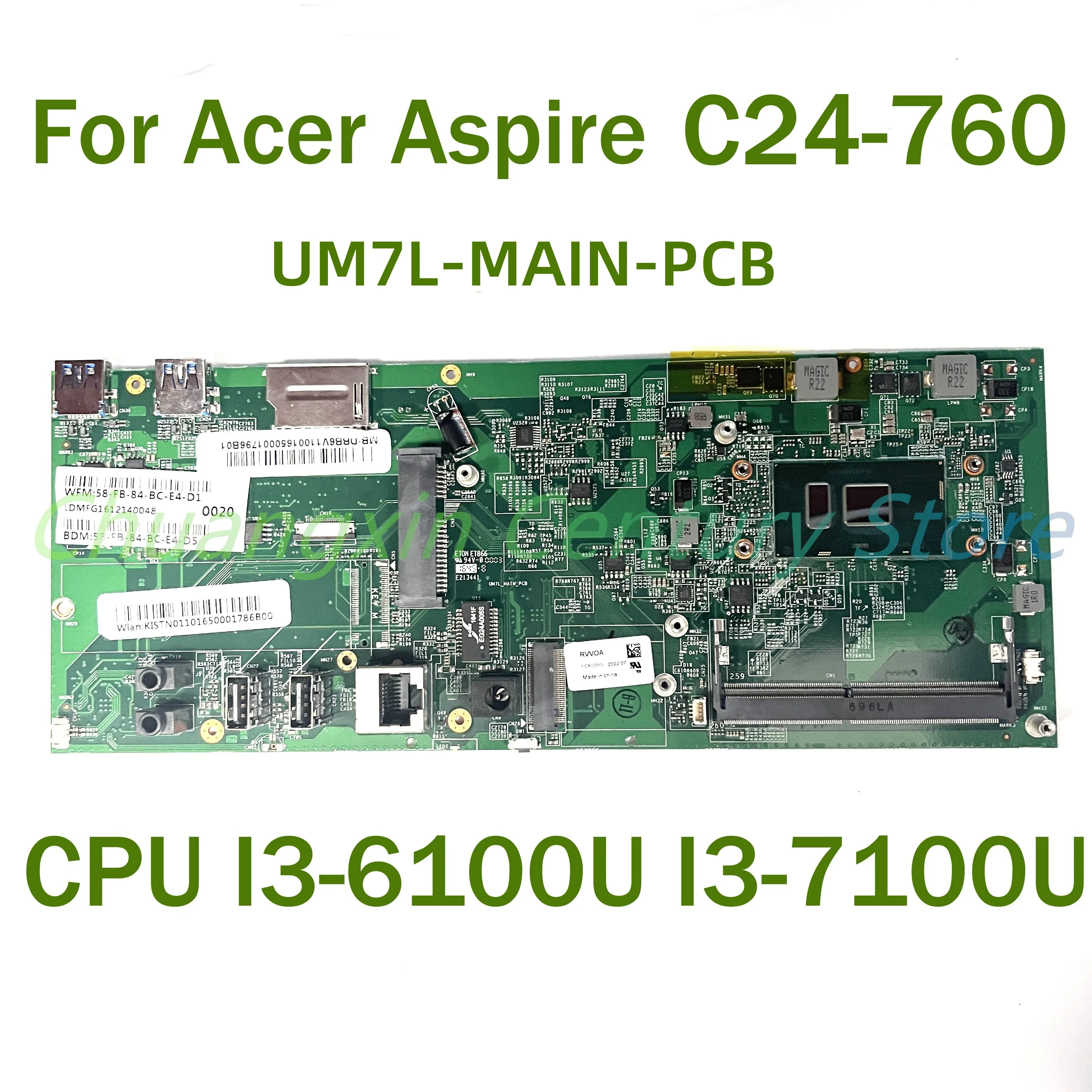 placa mae portatil para acer aspire c24760 um7l main pcb com cpu i36100u i3 7100u 100 testado funciona totalmente 01