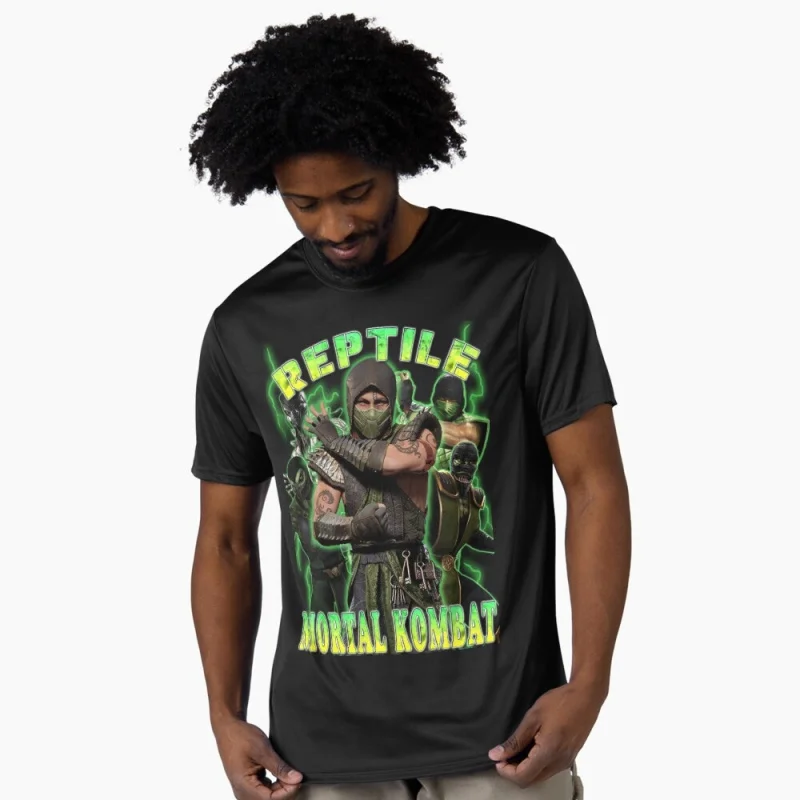 

Vintage 90's Mortal Kombat 1 Reptile MK Gift tee for gamer 100% cotton printed Men's Short Sleeve Graphic T-Shirt All size tops