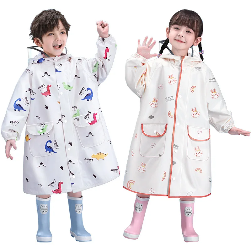 New Children's Raincoat Boys' and Girls' Whole Body Waterproof Student Raincoat Wholesale with Schoolbag