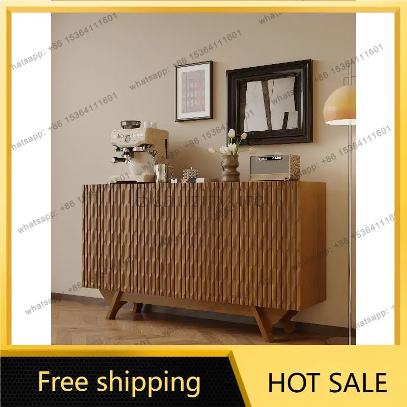 LJY medieval style all solid wood dining side cabinet walnut partition cabinet retro tea cabinet
