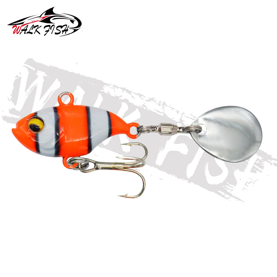 SPAZIERGANG FISCH Neue Schwanz Spinning 14g Balance Rotierenden Metall Jig VIB Vibration Köder Spinner Löffel Sinkende Köder Angelgerät pesca – Detail 4