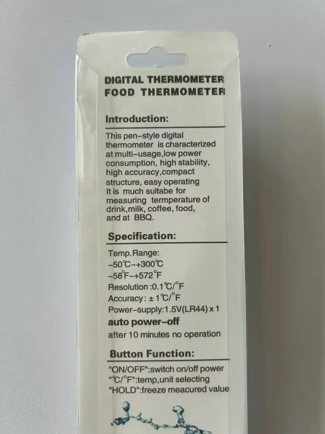 2pcs TP300 food probe type electronic thermometer, pen type barbecue BBQ