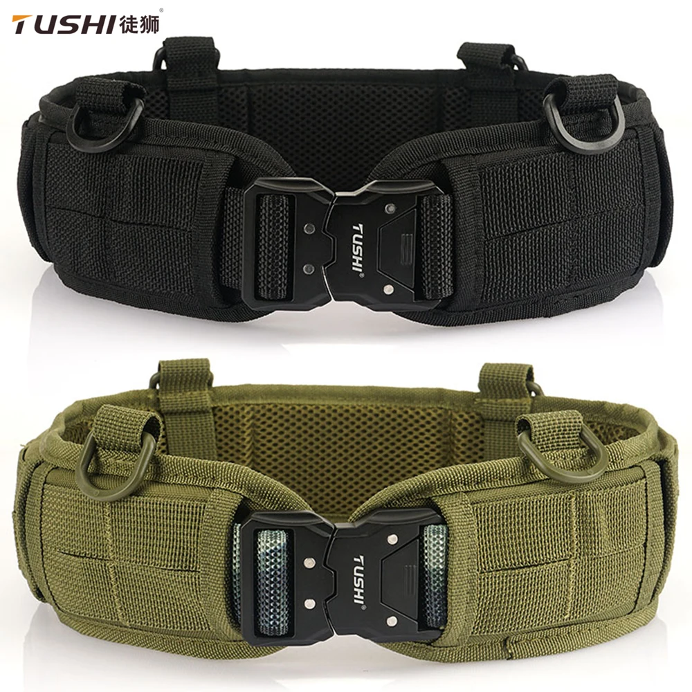 TUSHI Outdoor Tactical Belt with Waist Pack Multifunctional MOLLE Design Canvas Nylon Material Padded Waist for Training Camping