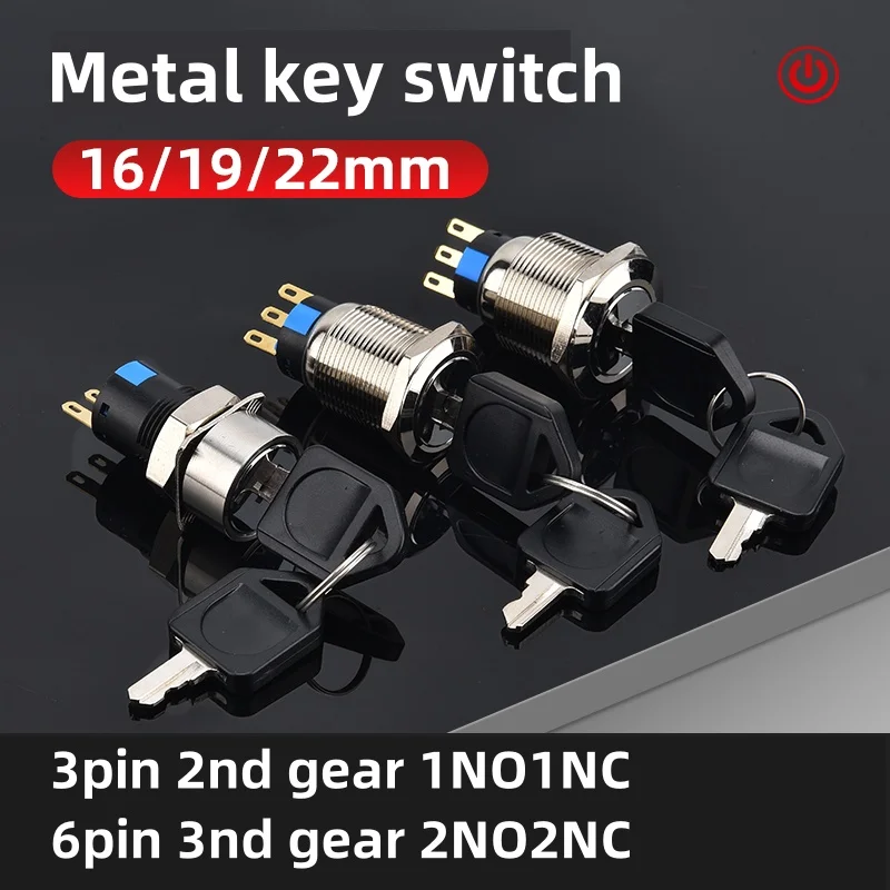 16/19/22MM Rotary Switch 2/3 Position Instantaneous Locking Waterproof Metal Selection Light Switch 1NO 1NC 2NO2NC