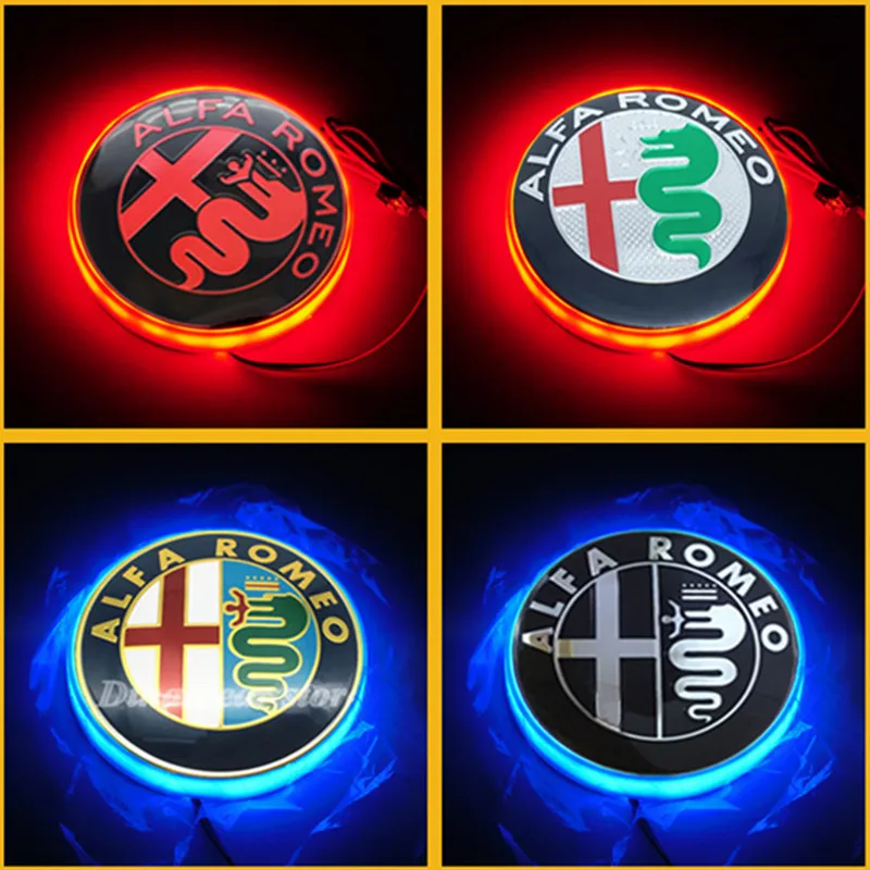 74mm 75mm 76mm Alfa Romeo Emblem LED Logo Car Rear Trunk Badge Light Sticker Tail Lamp For Mito 147 156 159 166 Giulia Giulietta