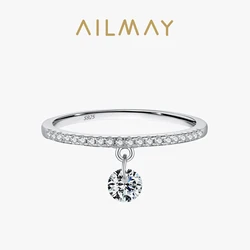 Ailmay Fashion 925 Sterling Silver Unique Design Round Hanging Finger Ring For Women Elegant Charm Party Gift